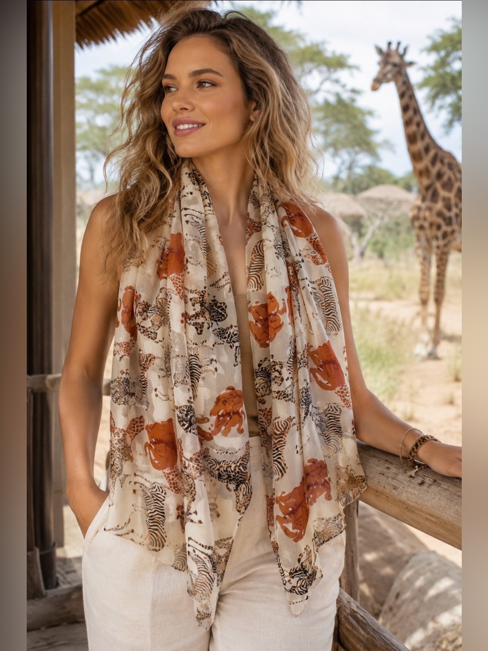 African print long scarf